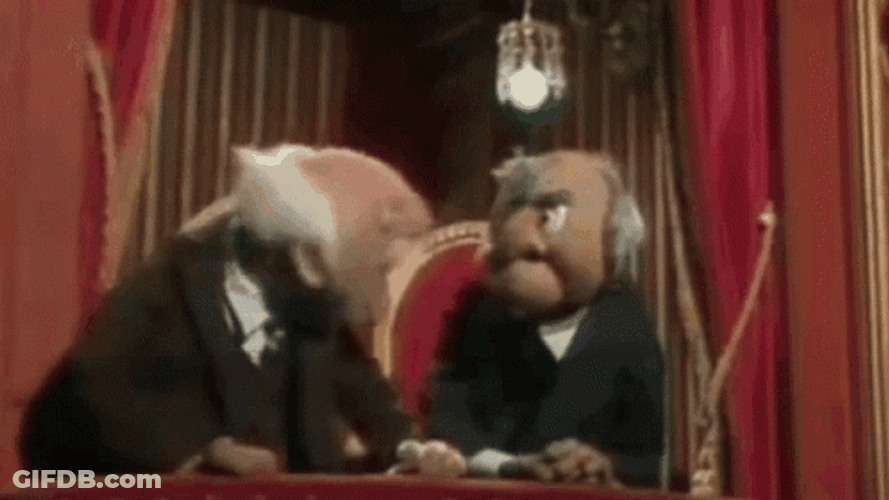 Old Puppets Statler And Waldorf Arguing GIF
