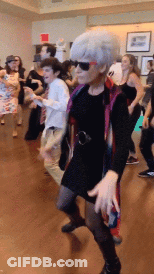 Old Silver Hair Lady Dancing Gracefully GIF