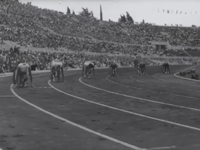Old Video Of Sprint In Olympics GIF