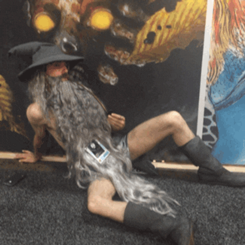 Old Wizard Mystique Cosplay Posing GIF