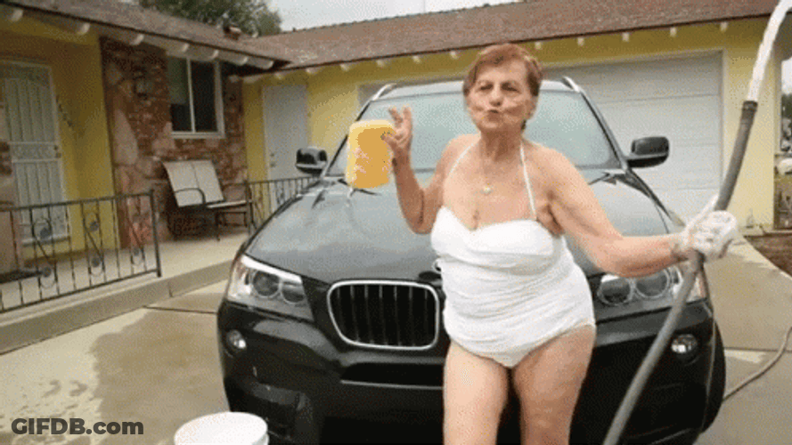 Old Woman Car Wash GIF