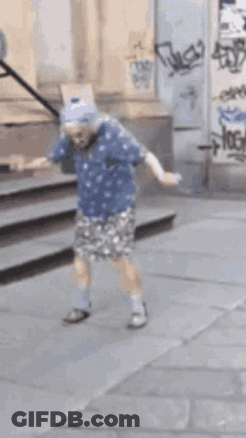 Old Woman Crazy Dancing In The Street GIF