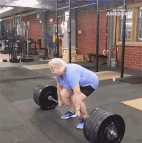 Old Woman Doing Deadlift GIF