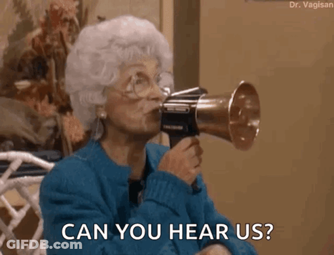 Old Woman In Megaphone GIF