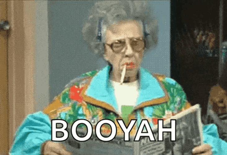 Old Woman Smokin Booyah GIF