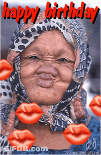 Old Woman With Scarf Happy Birthday GIF