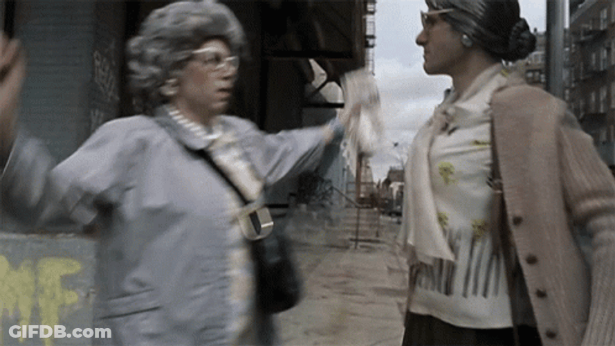 Old Women Chest Bump GIF