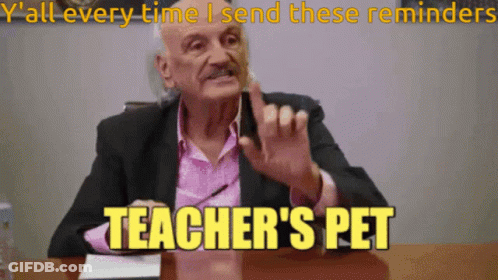Older Man At Table Saying Teacher's Pet GIF