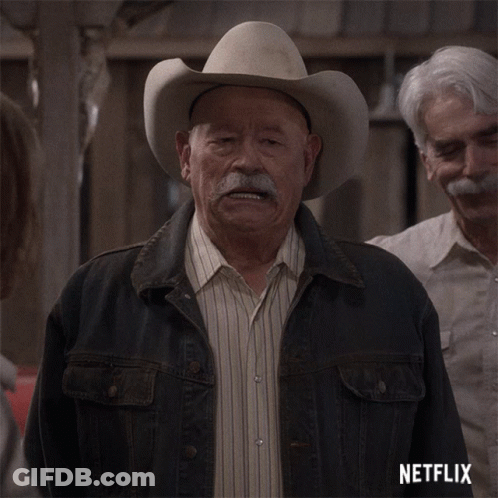 Older Man Cowboy Hat Denim Jacket On Netflix GIF