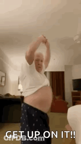 Older Man Dancing In Pajamas And White Shirt GIF