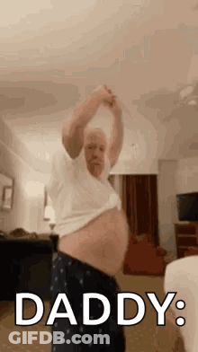Older Man Dancing With Arms Up GIF