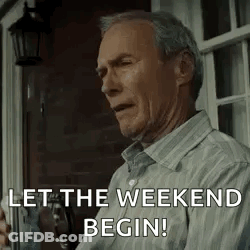 Older Man Holding Gun Says Let Weekend Begin GIF