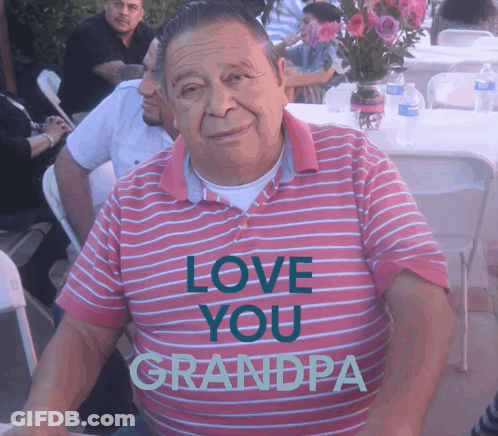 Older Man In Pink Love You Grandpa Shirt GIF