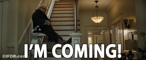Older Man On Ladder Saying I'm Coming GIF