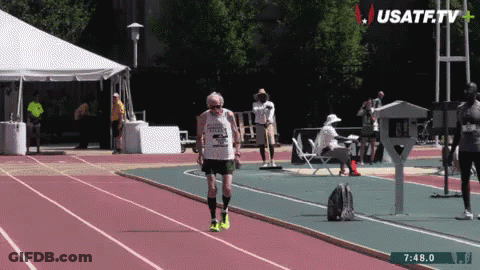 Older Man Running On Track With Usatf.tv GIF