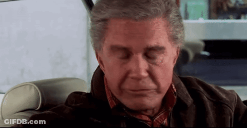 Older Man Sitting In Car With Eyes Closed And Mouth Open GIF