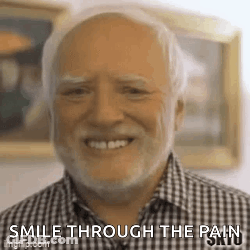 Older Man Smiling Says Smile Through Pain GIF