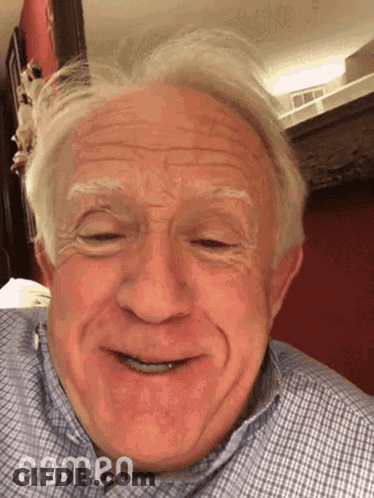 Older Man Smiling With Cameo Written On Face GIF