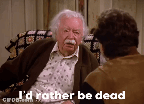 Older Man Talking To Another Man Saying I'd Rather Be Dead GIF