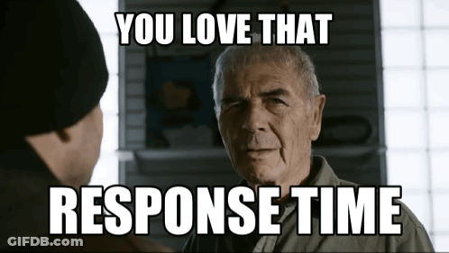 Older Man Talking To Younger Man Saying You Love That Response Time GIF