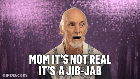 Older Man With Beard Says Mom It's Not Real It's A Jib-Jabb GIF