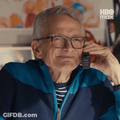 Older Man With Glasses Talking On Cell Phone HBO Max GIF