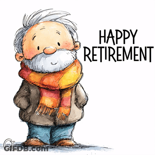 Older Man With Scarf Happy Retirement GIF