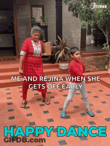 Older Woman And Young Boy Dancing Me And Rejina Happy Dance GIF