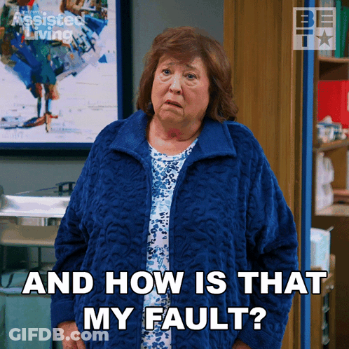 Older Woman Blue Robe How Is That My Fault GIF