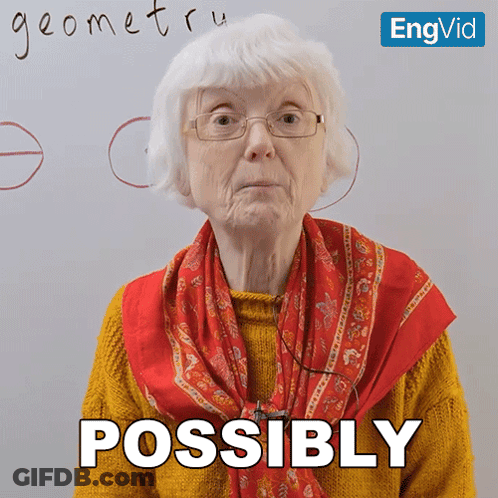 Older Woman With Glasses And Scarf Saying Possibly GIF