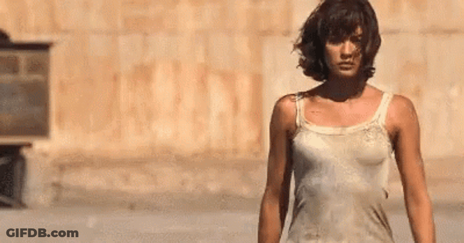 Olga Kurylenko Straight Arm Pulldown GIF
