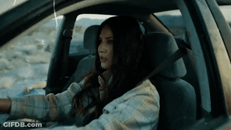 Olivia Munn Bleeding Inside Car GIF