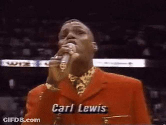 Olympic Champion Carl Lewis National Anthem GIF