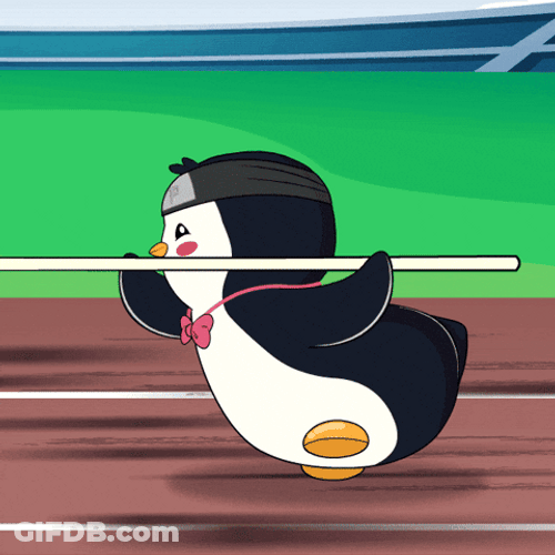 Olympic Pole Vault Penguin Jump GIF