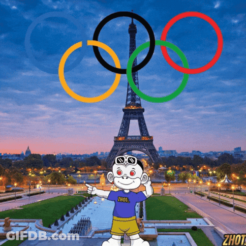 Olympic Rings Dancing On Eiffel Tower GIF