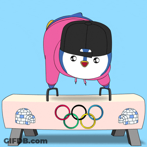 Olympic Rings Penguin Gymnast GIF