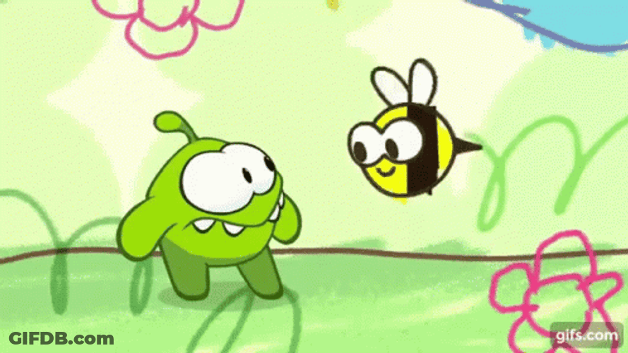 Om Nom Catching Bee Sting GIF