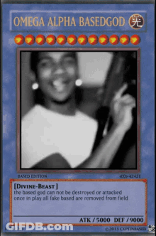 Omega Alpha Basedgod Card With Man Holding Gun GIF