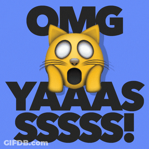 OMG Yasssss Shocked Kitty Flashing Rainbow Background GIF
