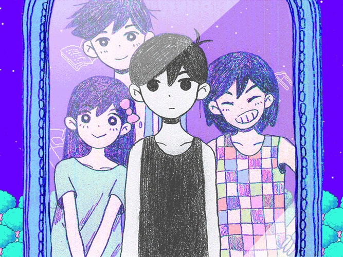 Omori Characters On Mirror GIF