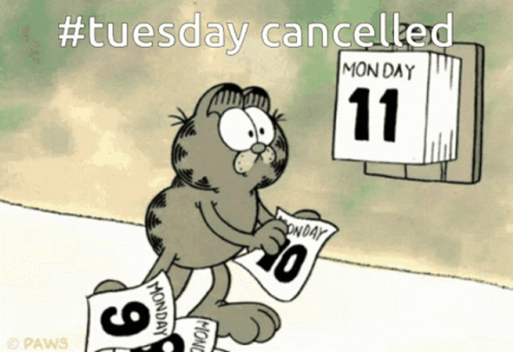 On A Tuesday Garfield Ripping Calendar Days GIF