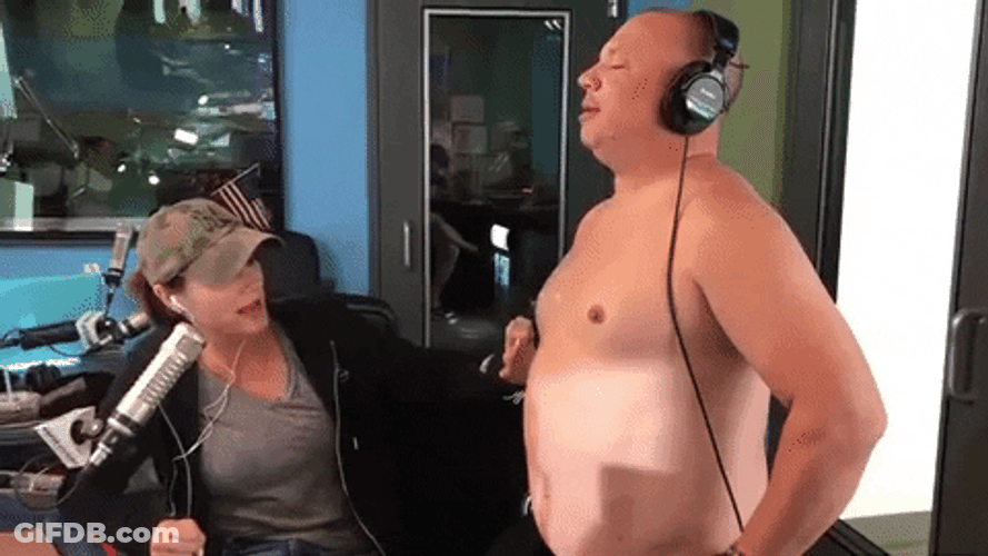 On Air Show Woman Touch Man Boobs GIF