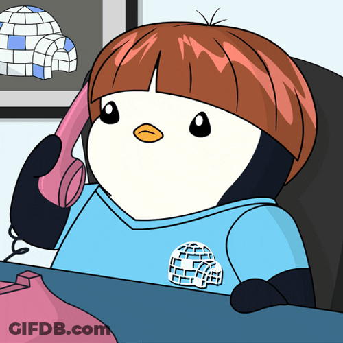 On Hold Pudgy Penguin With Hair GIF