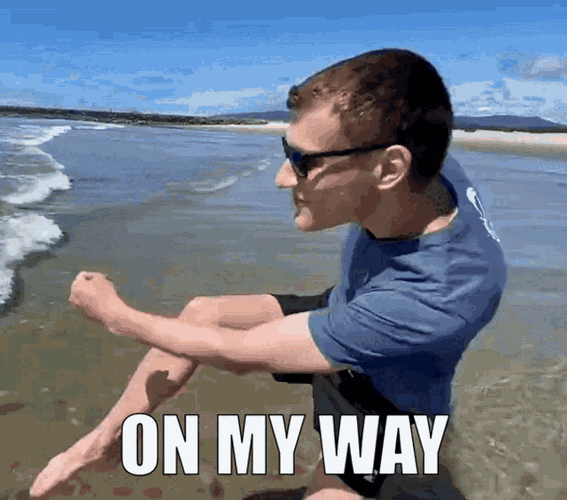 On My Way Running On Beach GIF