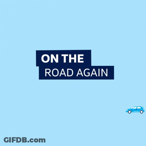 On The Road Again Blue Car GIF