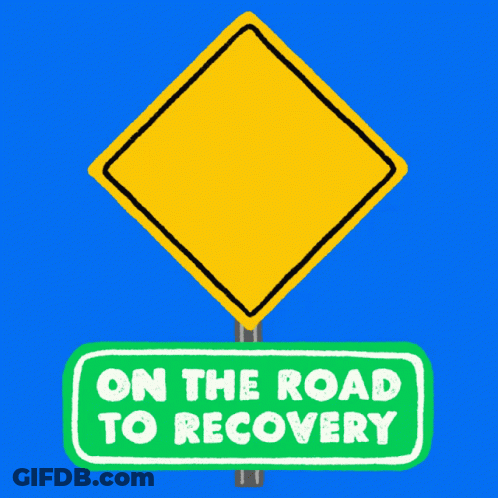 On The Road To Recovery Sign With Snake GIF