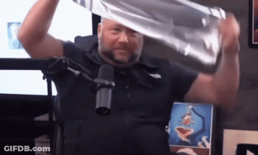 On The Spot Wearig Tin Hat GIF