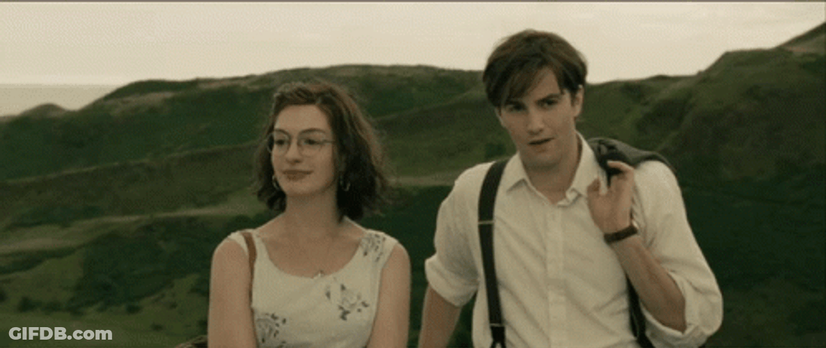 One Day Jim Sturgees And Anne Hathaway GIF