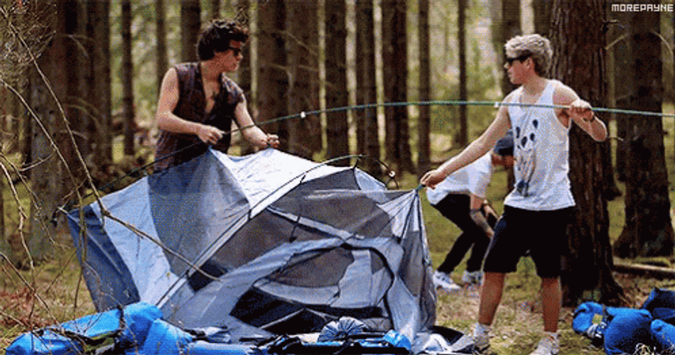 One Direction Camping Tent Building Fail GIF