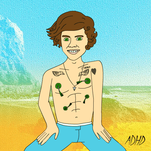 One Direction Harry Styles Animation Man Boobs GIF
